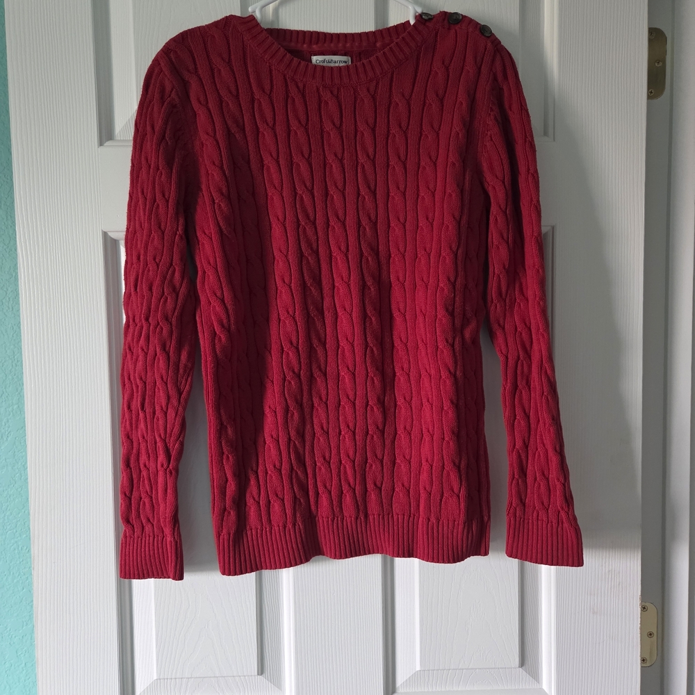 Croft & Barrow Red Cable Knit Sweater with Button Accents
